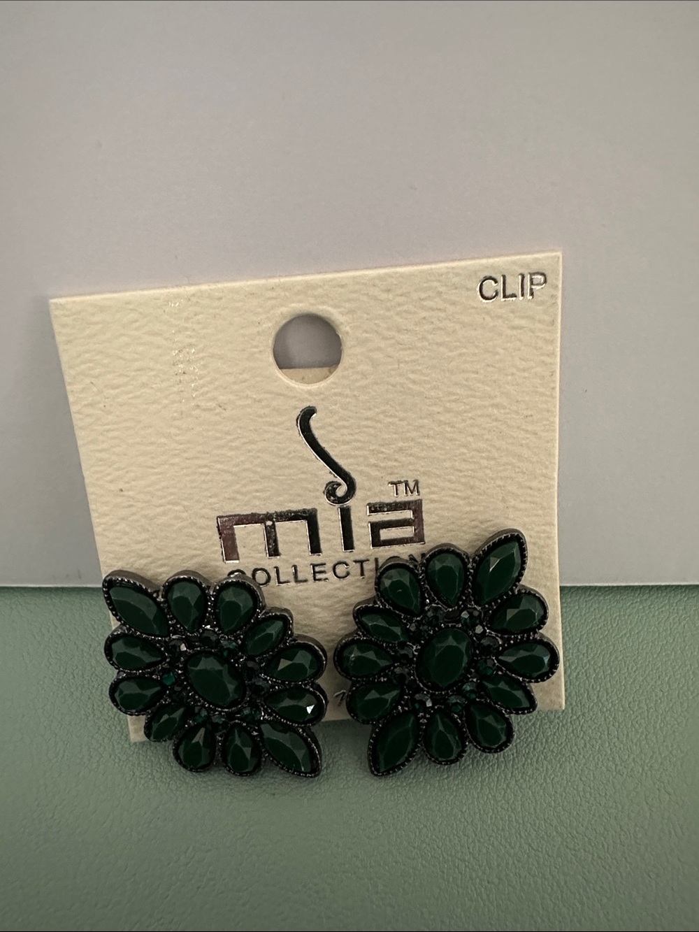 MIA Green Floral Clip-On Earrings